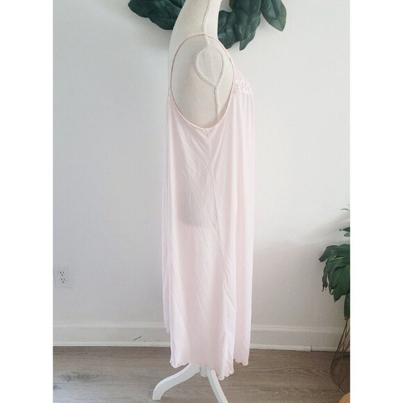 Shadowline Vintage Nylon Peignoir Pink Long Lace Sleevless Night Gown Robe Set S - Picture 12 of 16